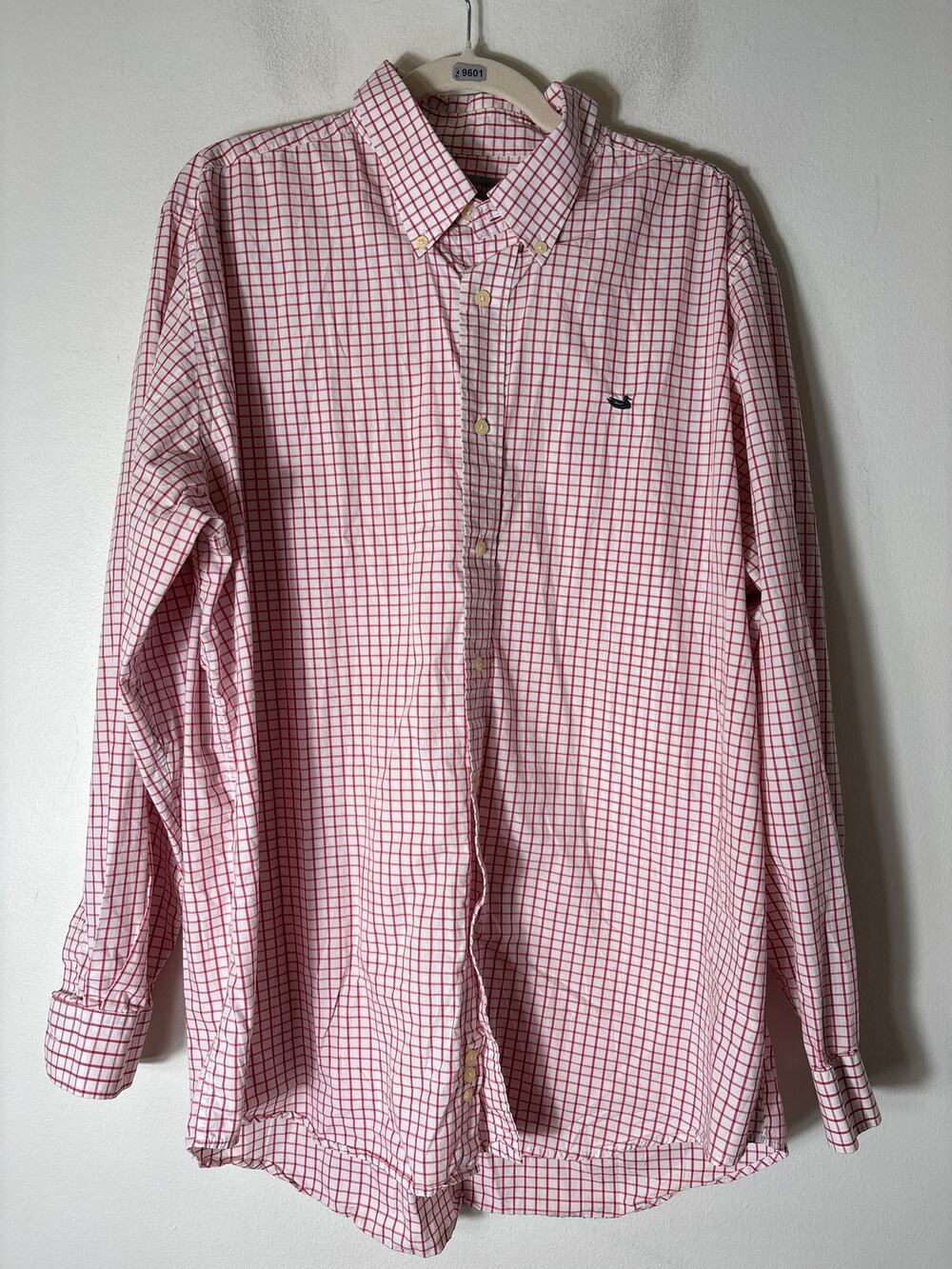 Men's Southern Marsh Red and White Plaid Long Sleeve Cotton Shirt sz XL